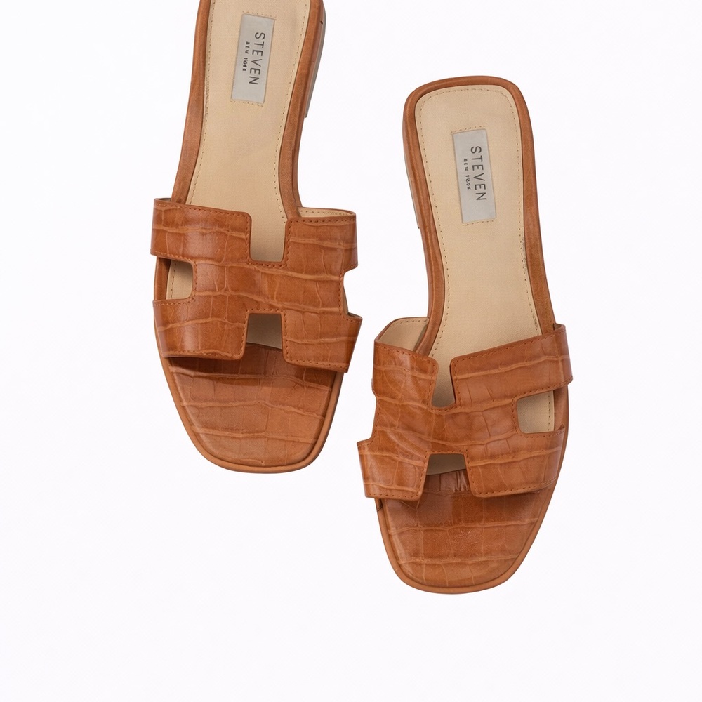Steven Brown Croc-Pattern Slide Sandals